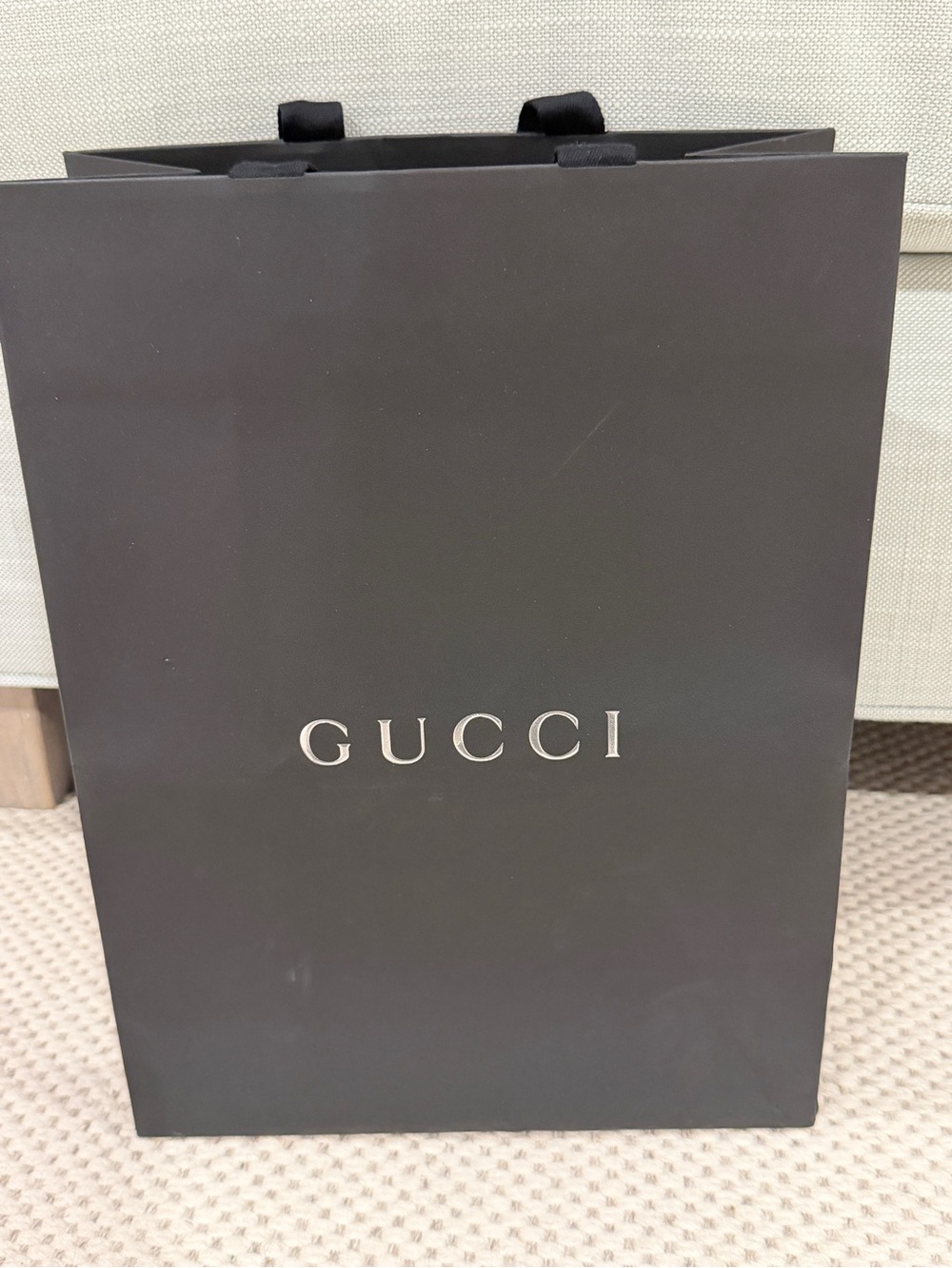 Gucci Black and White Branded Shopping Bag